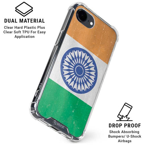 India Flag Distressed iPhone 16e Clear Case